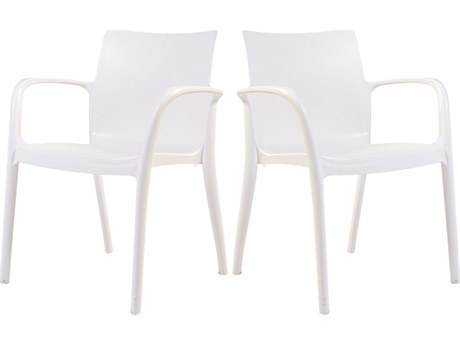 Rainbow Outdoor Pedro Resin White Stackable Dining Arm Chair Set of 2