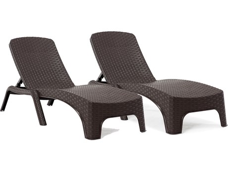 Rainbow Outdoor Roma Resin Wicker Brown Stackable Chaise Lounge Set of 2