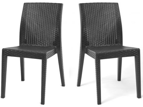 Rainbow Outdoor Siena Resin Wicker Anthracite Stackable Dining Side Chair Set of 2