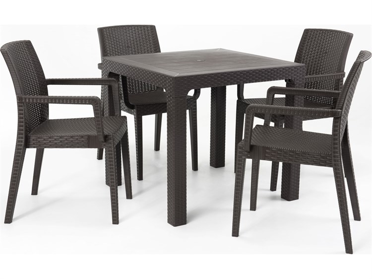 Rainbow Outdoor Siena Resin Wicker Brown 5 Piece Dining Set