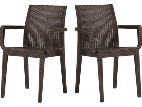 Rainbow Outdoor Siena Resin Wicker Brown Stackable Dining Arm Chair Set of 2