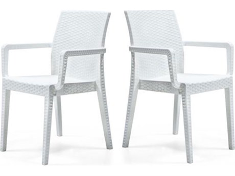 Rainbow Outdoor Siena Resin Wicker White Stackable Dining Arm Chair Set of 2