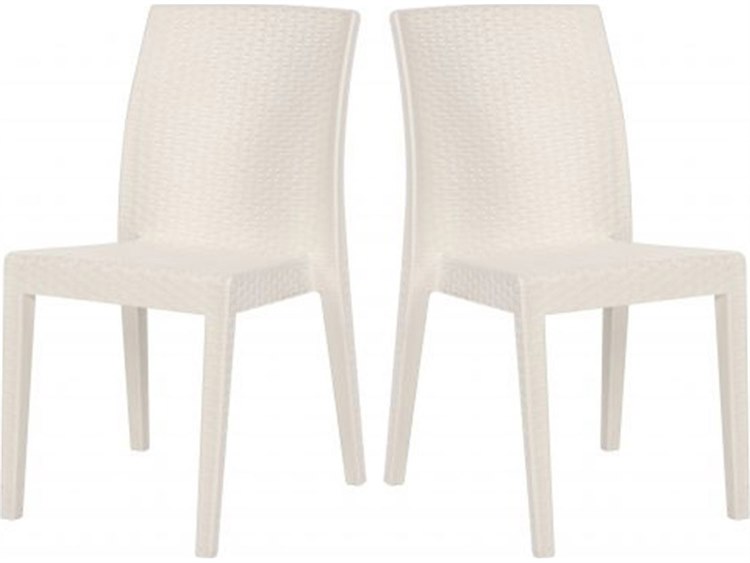 Rainbow Outdoor Siena Resin Wicker White Stackable Dining Side Chair Set of 2