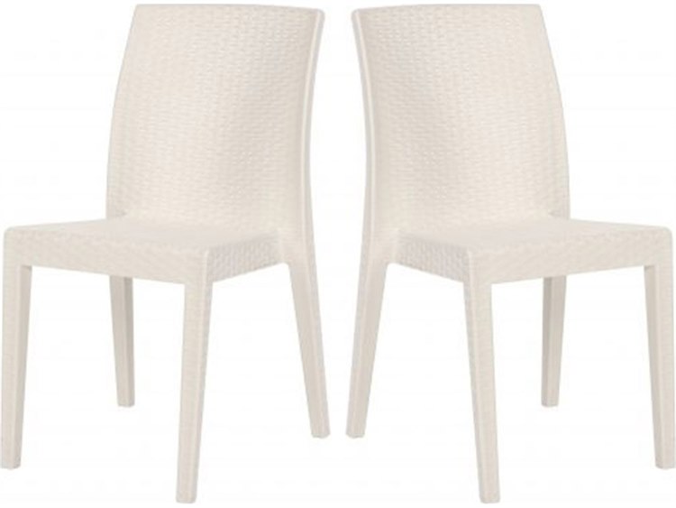 Rainbow Outdoor Siena Resin Wicker White Stackable Dining Side Chair Set of 2