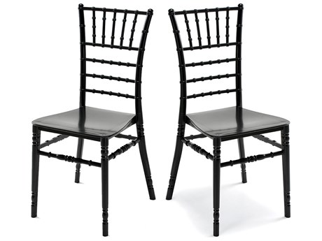 Rainbow Outdoor Tiffany Resin Black Stackable Dining Side Chair with Cushion Set of 2