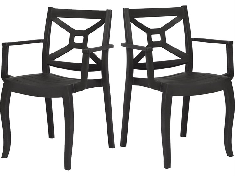 Rainbow Outdoor Zeus Resin Anthracite Stackable Dining Arm Chair Set of 2