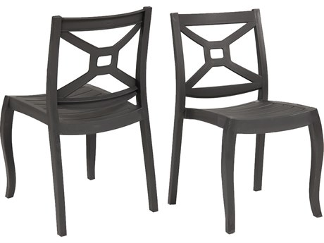 Rainbow Outdoor Zeus Resin Anthracite Stackable Dining Side Chair Set of 2