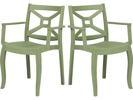 Rainbow Outdoor Zeus Resin Green Stackable Dining Arm Chair Set of 2