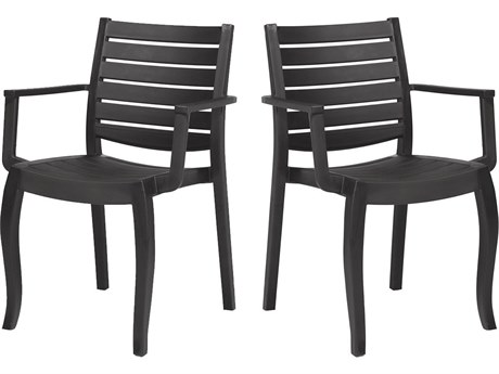 Rainbow Outdoor Zeus Resin Anthracite Stackable Dining Arm Chair Set of 2