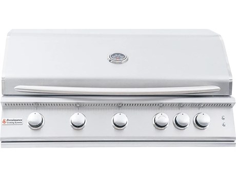 RCS Premier Series 40 Inch 5-Burner Built-In Propane Gas Grill With Rear Infrared Burner & Grill Lights
