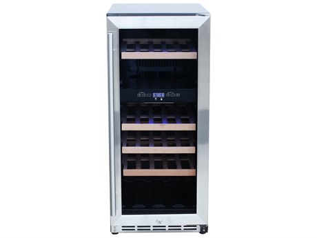RCS Grills Stainless Steel Wine Cooler Refrigerator with 15 Glass Window Front
