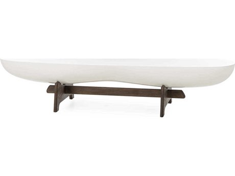 Sonder Living Danica Oval Wood White Acrylic Coffee Table