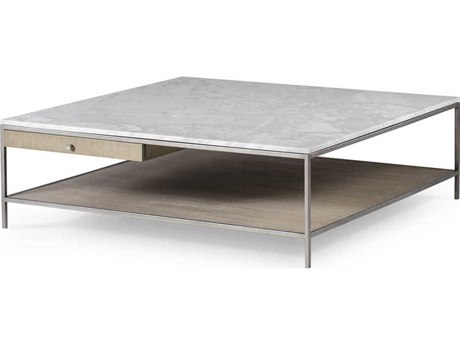 Sonder Living Paxton Square Marble Silver Oak With Brushed Nickel Coffee Table