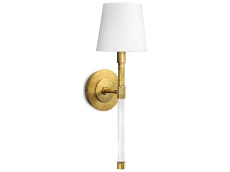 Regina Andrew Auburn 1-Light Gold Leaf Polished Brass Crystal Wall Sconce
