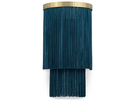 Regina Andrew Cabaret 2-Light Natural Brass Blue Wall Sconce