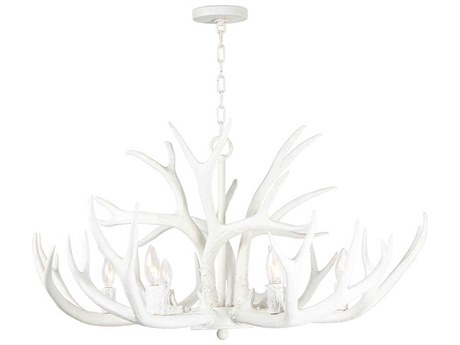 Regina Andrew Antler 6-Light White Candelabra Chandelier