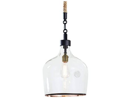 Regina Andrew Demi 1-Light Blackened Steel Glass Bell Mini Pendant