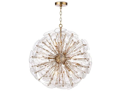 Regina Andrew Poppy 9-Light Natural Brass Glass Round Chandelier
