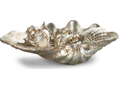 Regina Andrew Ambered Silver Leaf 19" Clam Shell with Small Shells