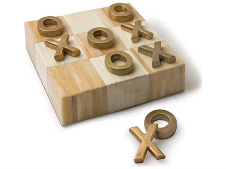 Regina Andrew Tic-Tac-Toe Flat Board with Brass Pieces