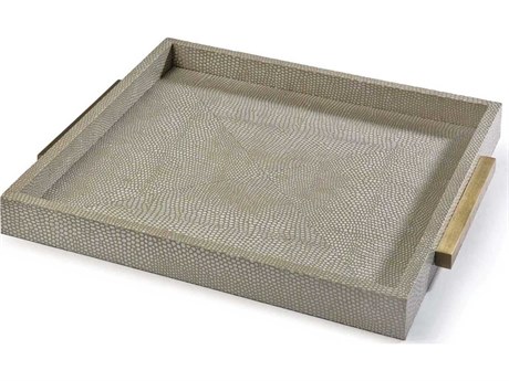 Regina Andrew Square Shagreen Ivory Grey Python Serving Tray