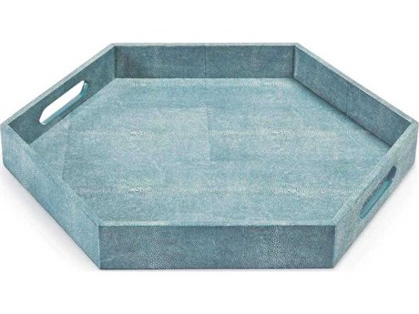 Regina Andrew Shagreen Turquoise Hex Serving Tray