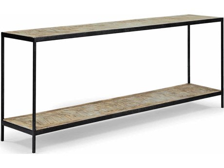 Regina Andrew Herringbone Rectangular Wood Blackened Iron Console Table