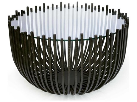 Regina Andrew Round Glass Blackened Iron Coffee Table
