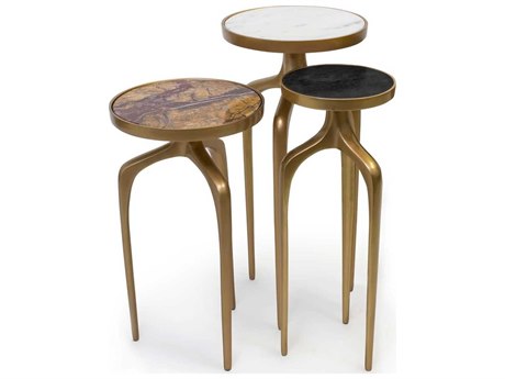 Regina Andrew Mixer Round Natural Brass End Table Set of 3