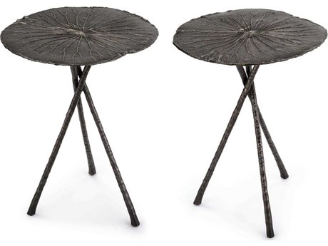 Regina Andrew Lotus Round Metal Nickel End Table