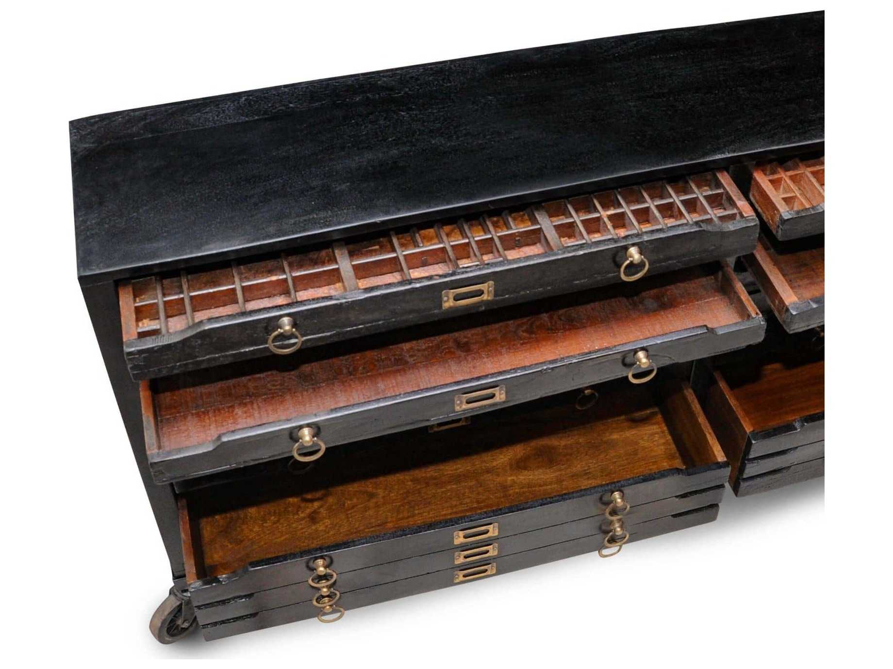 Regina Andrew Printmaker Vintage Black 12Drawers Double Dresser