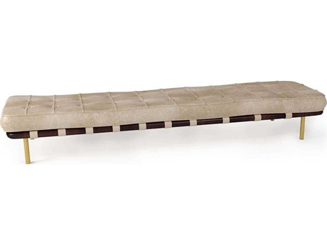 Regina Andrew Tufted Ivory Beige Leather Accent Bench