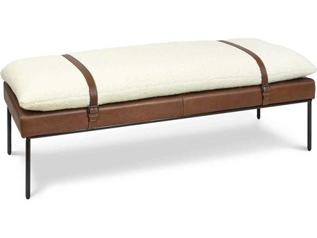 Regina Andrew White Brown Upholstered Accent Bench