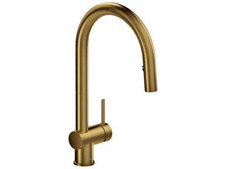 Riobel Azure Brushed Gold Pull-Down Kitchen Faucet with C-Spout