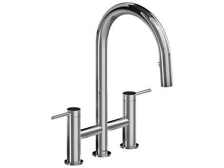 Riobel Azure Chrome Bridge Pull-Down Kitchen Faucet with C-Spout