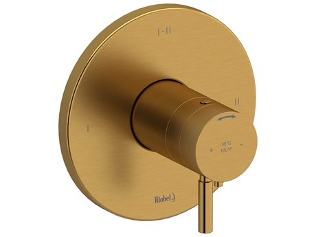 Riobel Riu Brushed Gold Therm & Pressure Balance Trim with 3 Functions
