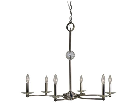 Framburg Pirouette 6-Light Polished Nickel Crystal Candelabra Chandelier