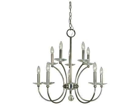 Framburg Pirouette 10-Light Polished Nickel Crystal Candelabra Tiered Chandelier