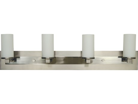 Framburg Mercer 4-Light Satin Pewter Polished Nickel Glass Vanity Light