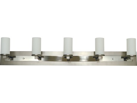 Framburg Mercer 5-Light Satin Pewter Polished Nickel Glass Vanity Light