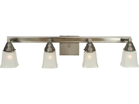 Framburg Mercer 4-Light Satin Pewter Polished Nickel Glass Vanity Light