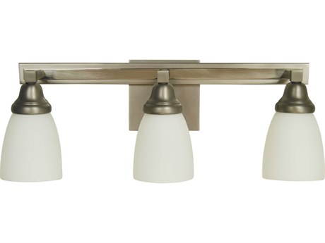 Framburg Mercer 3-Light Satin Pewter Polished Nickel Glass Vanity Light