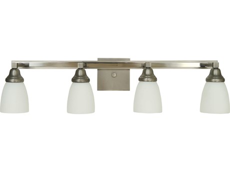 Framburg Mercer 4-Light Satin Pewter Polished Nickel Glass Vanity Light