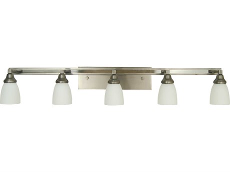 Framburg Mercer 5-Light Satin Pewter Polished Nickel Glass Vanity Light