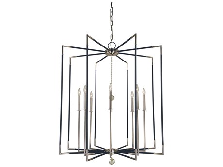 Framburg Felicity 8-Light Polished Nickel Matte Black Accents Crystal Candelabra Chandelier
