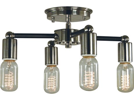 Framburg Nebula 4-Light Polished Nickel Matte Black Accents Semi Flush Mount