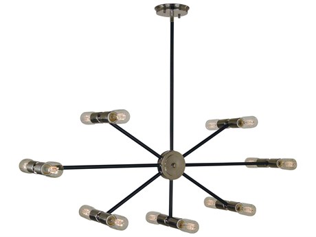 Framburg Nebula 14-Light Polished Nickel Matte Black Accents Island Pendant