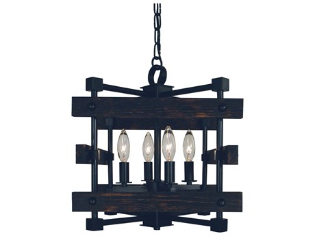 Framburg Rustic Chic 4-Light Matte Black Candelabra Chandelier