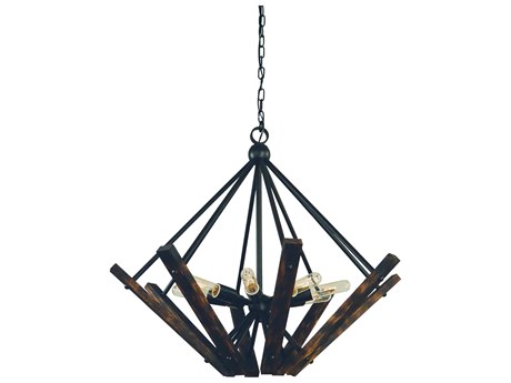 Framburg Rustic Chic 8-Light Matte Black Sputnik Pendant