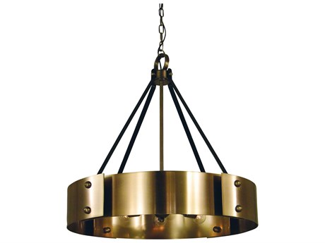 Framburg Lasalle 8-Light Antique Brass Matte Black Accents Round Pendant